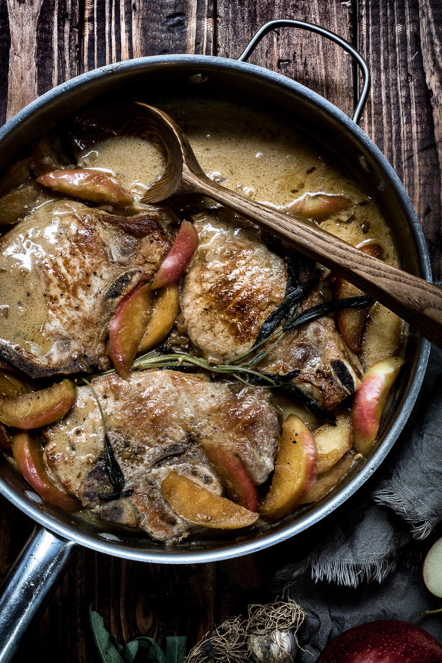 Pork Chops and Apples in White Wine Pan Sauce - Chasing the Seasons
