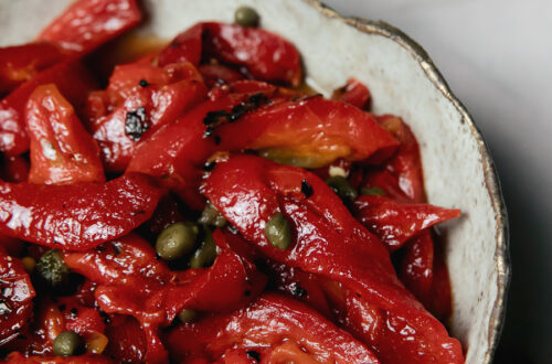 roasted red peppers and capers