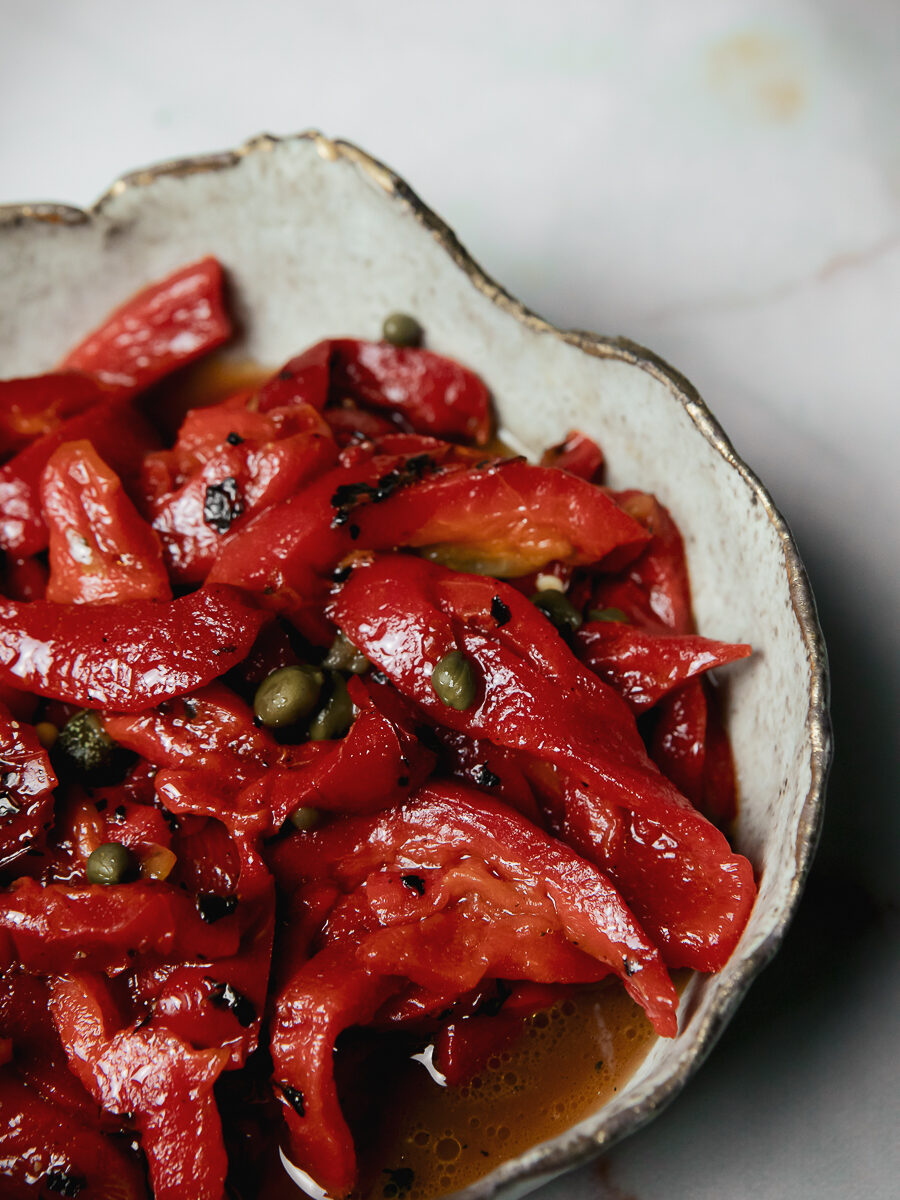 roasted red peppers and capers